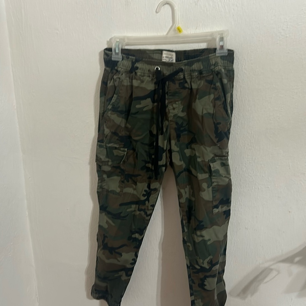 low rise camo cargo pants.